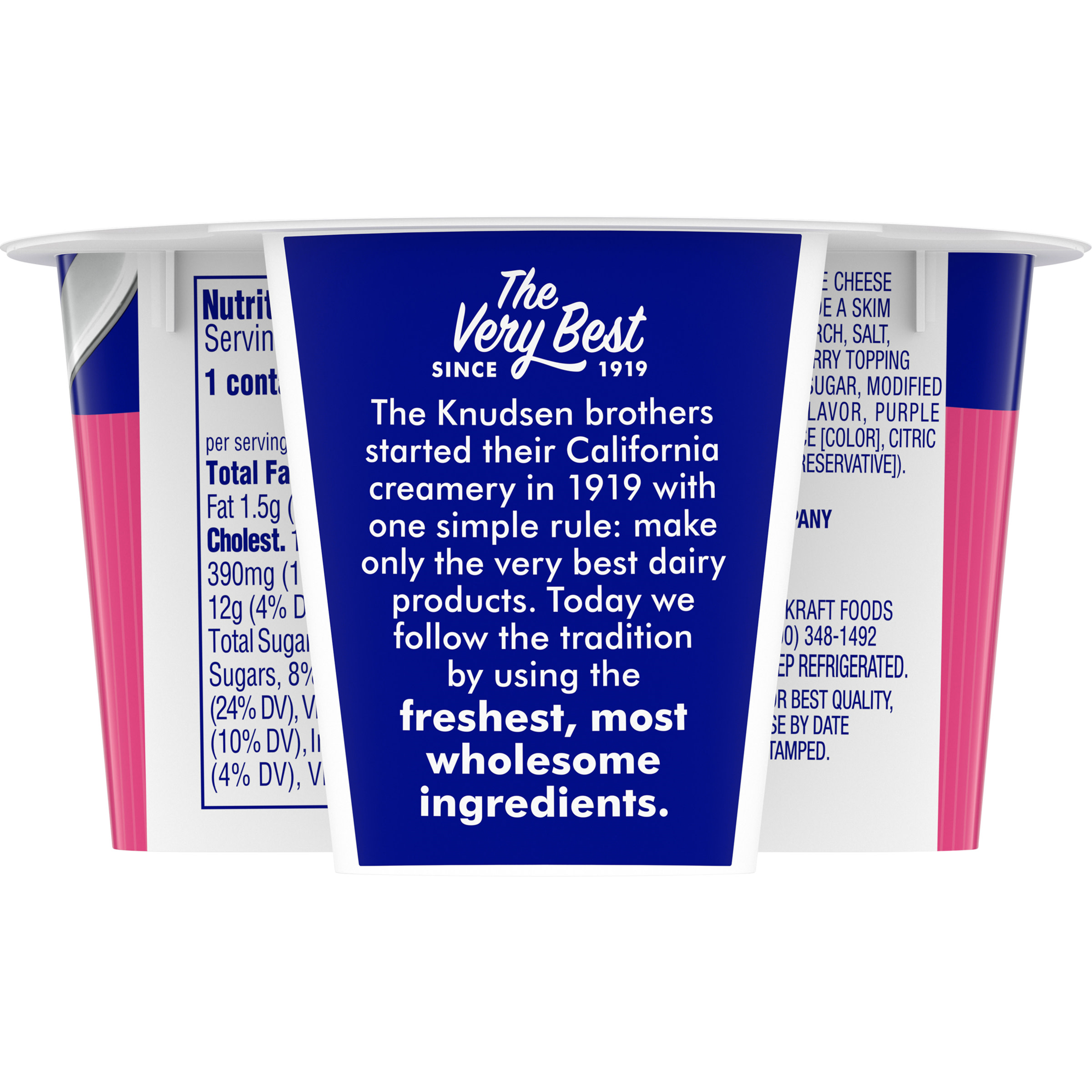 Knudsen Cottage Doubles Lowfat Cottage Cheese & Raspberry Topping with 2% Milkfat, 4.7 oz Cup thumbnail 2