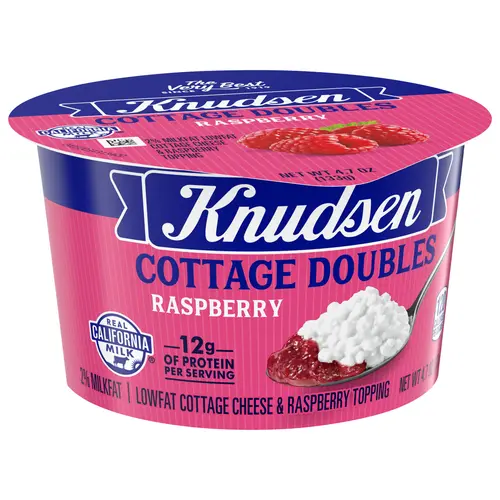 Knudsen Cottage Doubles Lowfat Cottage Cheese & Raspberry Topping with 2% Milkfat, 4.7 oz Cup thumbnail 3