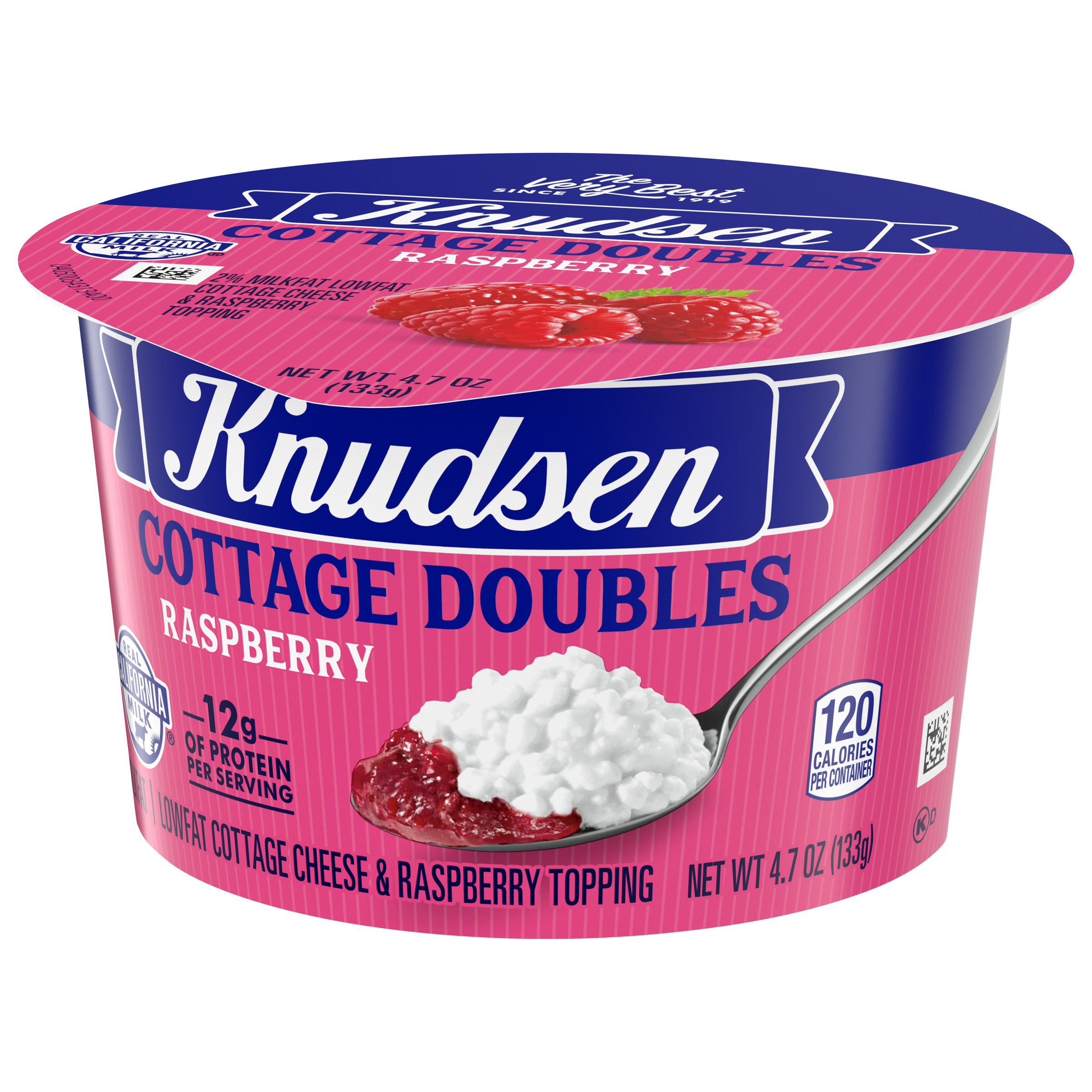 Knudsen Cottage Doubles Lowfat Cottage Cheese & Raspberry Topping with 2% Milkfat, 4.7 oz Cup thumbnail 4