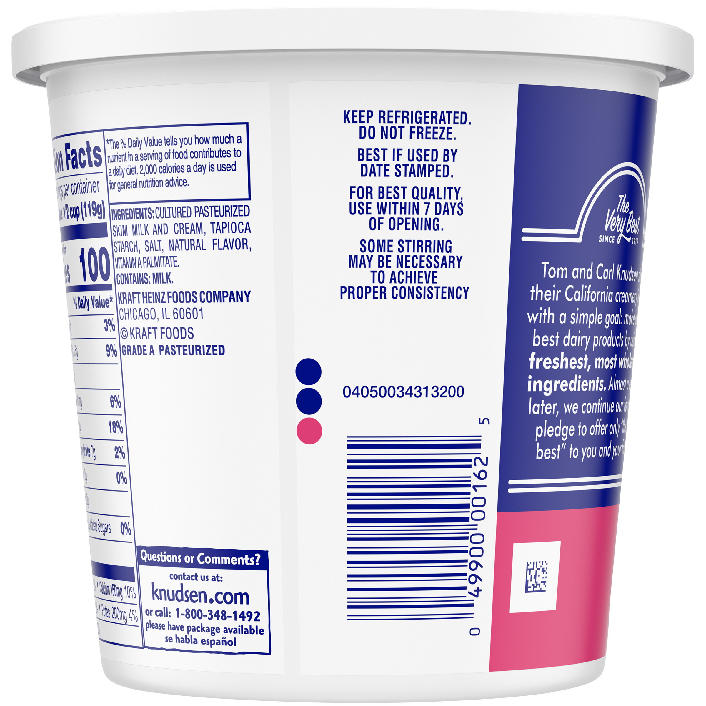 Knudsen Lowfat Small Curd Cottage Cheese with 2% Milkfat, 24 oz Tub thumbnail 2