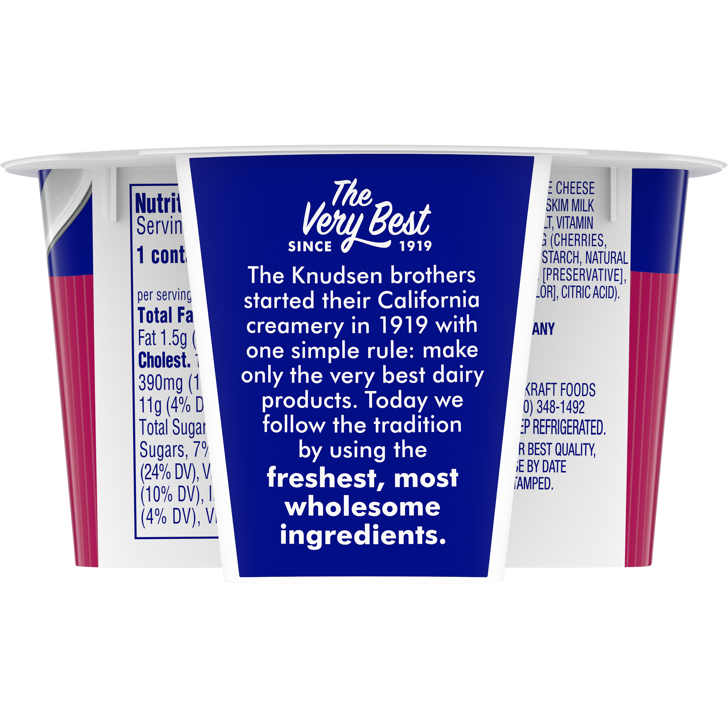 Knudsen Cottage Doubles Lowfat Cottage Cheese & Black Cherry Topping with 2% Milkfat, 4.7 oz Cup thumbnail 2