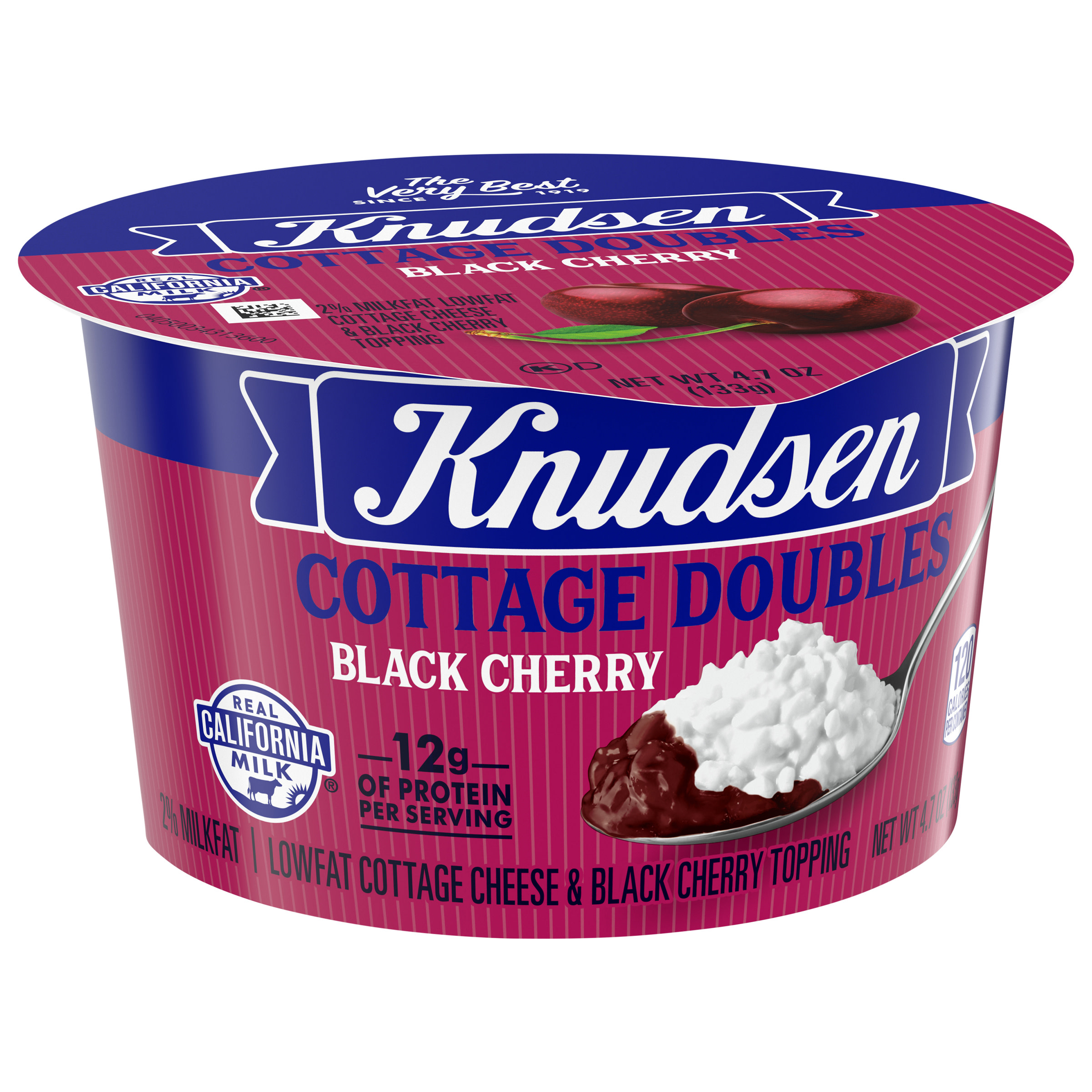 Knudsen Cottage Doubles Lowfat Cottage Cheese & Black Cherry Topping with 2% Milkfat, 4.7 oz Cup thumbnail 3