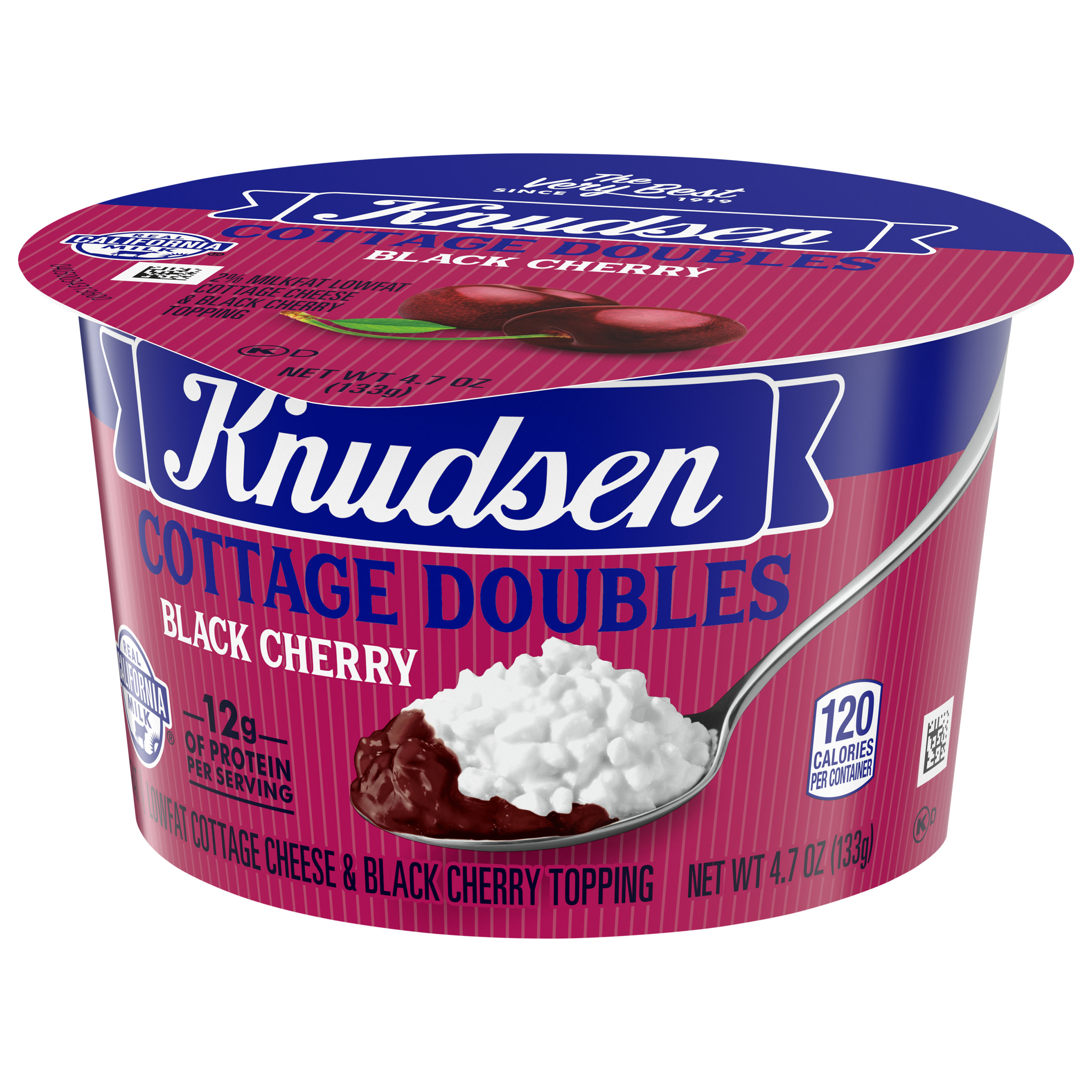 Knudsen Cottage Doubles Lowfat Cottage Cheese & Black Cherry Topping with 2% Milkfat, 4.7 oz Cup thumbnail 4
