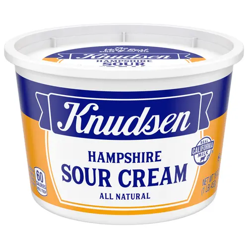 Knudsen Hampshire 100% Natural Sour Cream, 16 oz Tub, Refrigerated