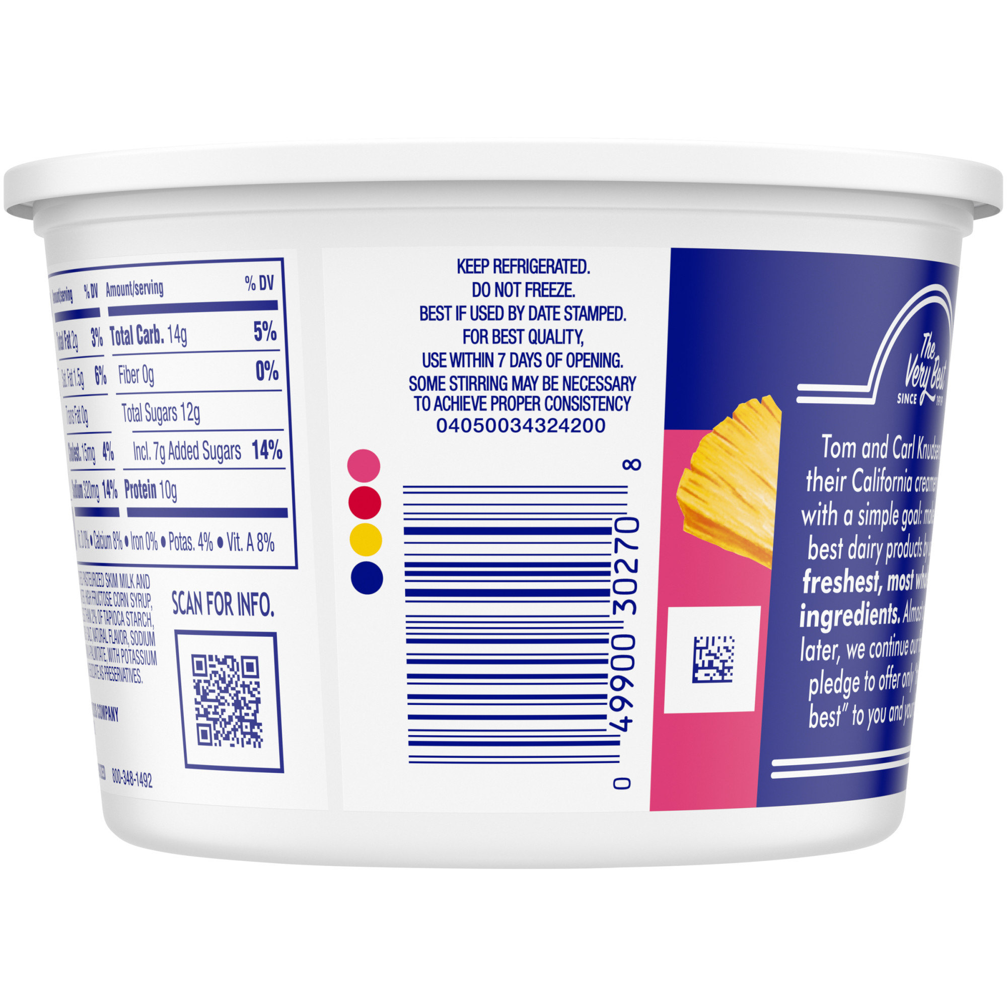 Knudsen Lowfat Small Curd Cottage Cheese & Pineapple with 1.5% Milkfat, 16 oz Tub thumbnail 2