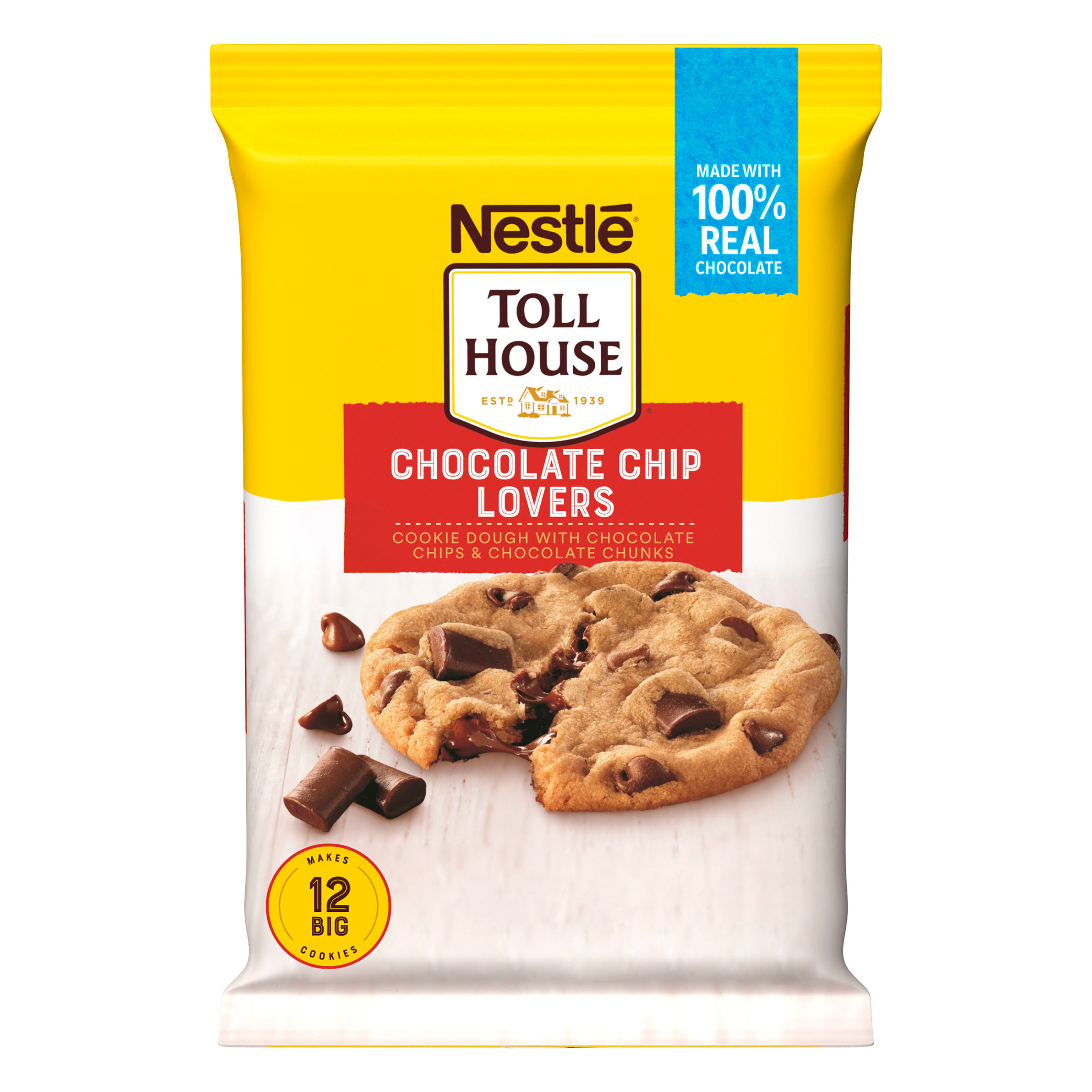 Nestle Toll House Chocolate Chip Lovers Cookie Dough, Makes 12 Cookies, 16 oz