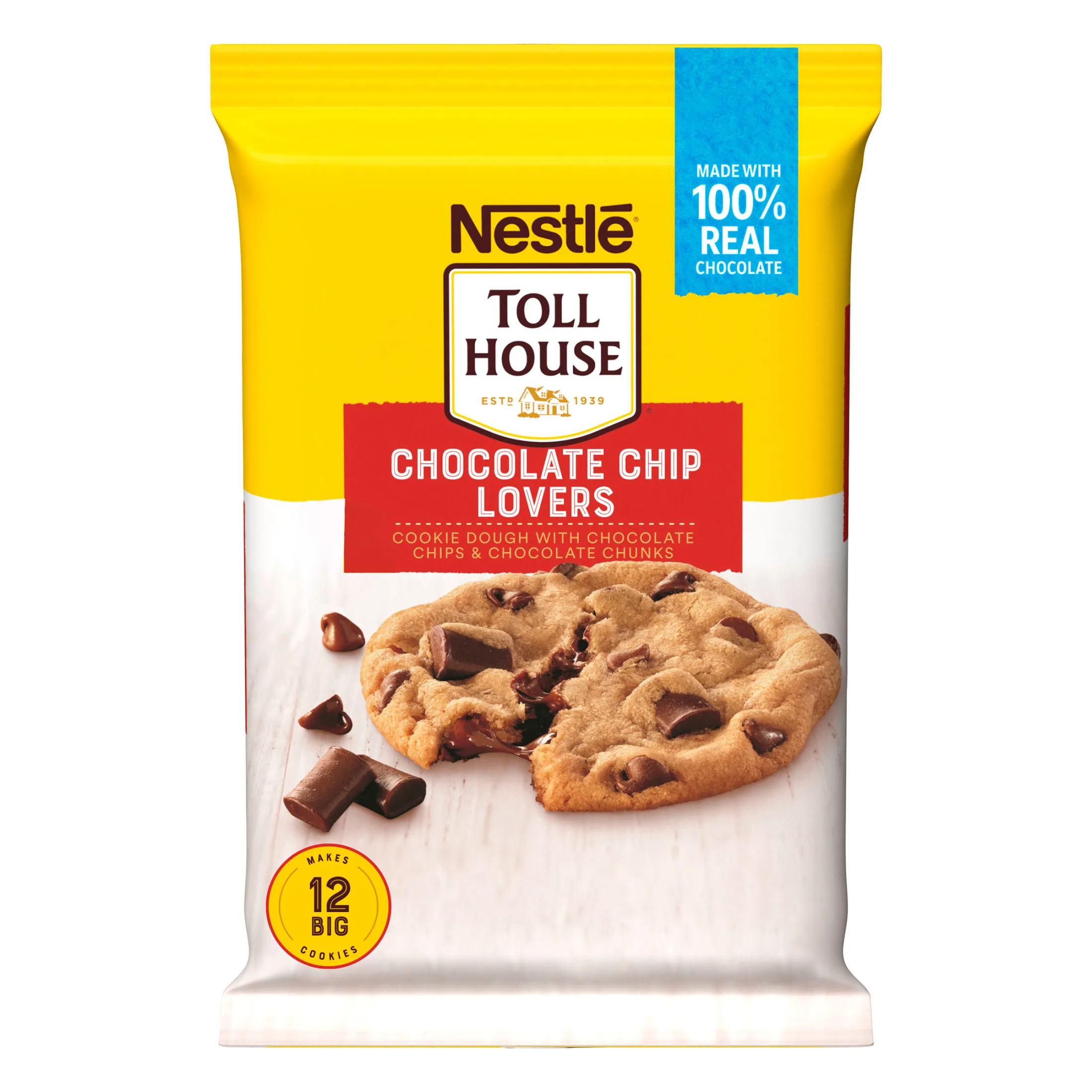 Nestle Toll House Chocolate Chip Lovers Cookie Dough, Makes 12 Cookies, 16 oz