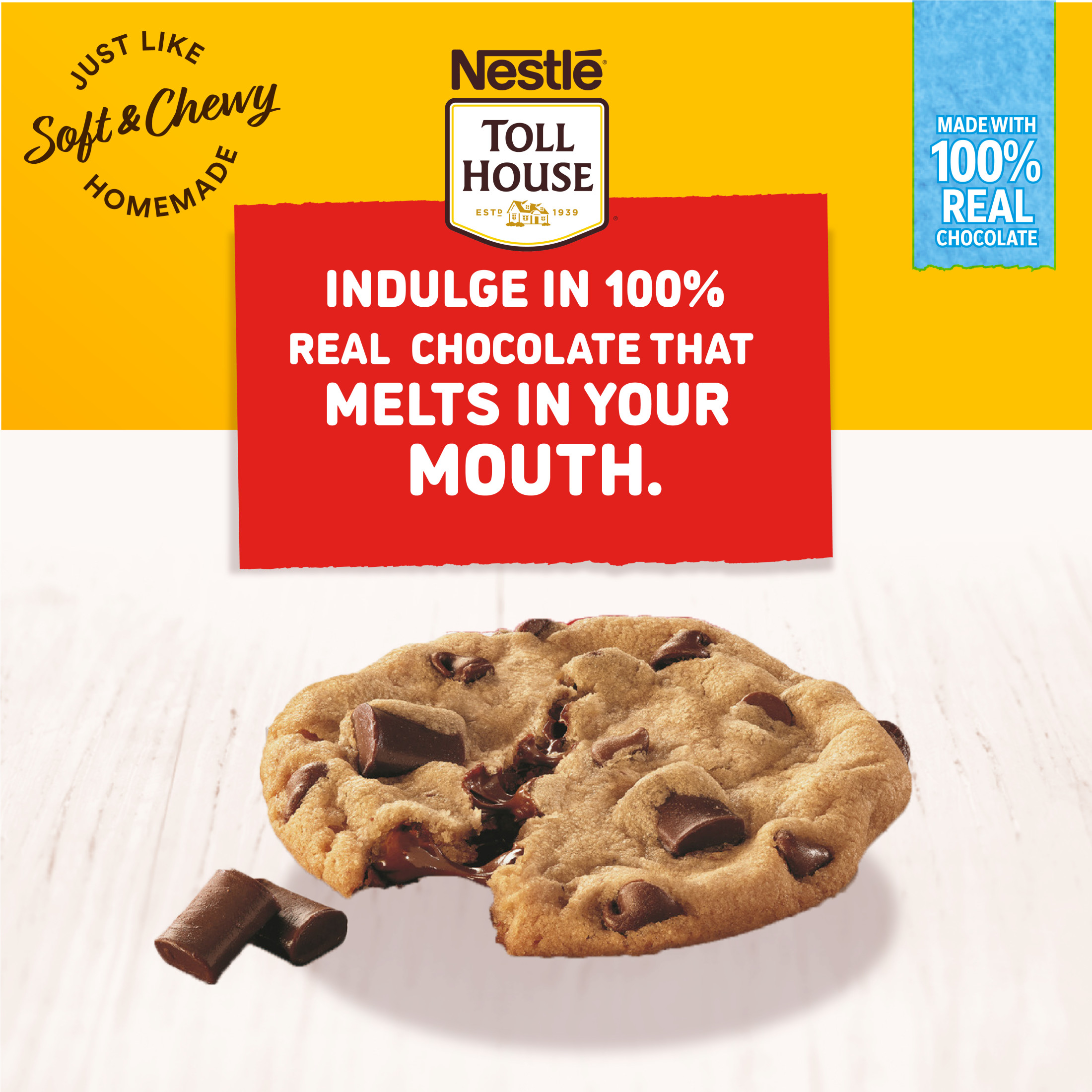 Nestle Toll House Chocolate Chip Lovers Cookie Dough, Makes 12 Cookies, 16 oz thumbnail 3
