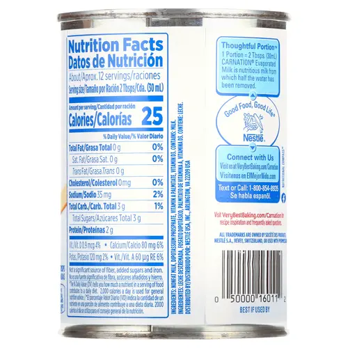 Nestle Carnation Vitamin A and D Added Fat-Free Liquid Evaporated Milk for Easter Baking, 12 fl oz Can thumbnail 4