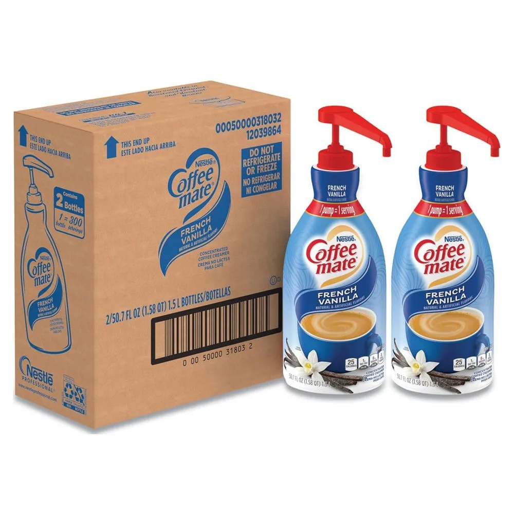1.5 Liter Pump Bottle Liquid Coffee Creamer - French Vanilla (2/Carton)
