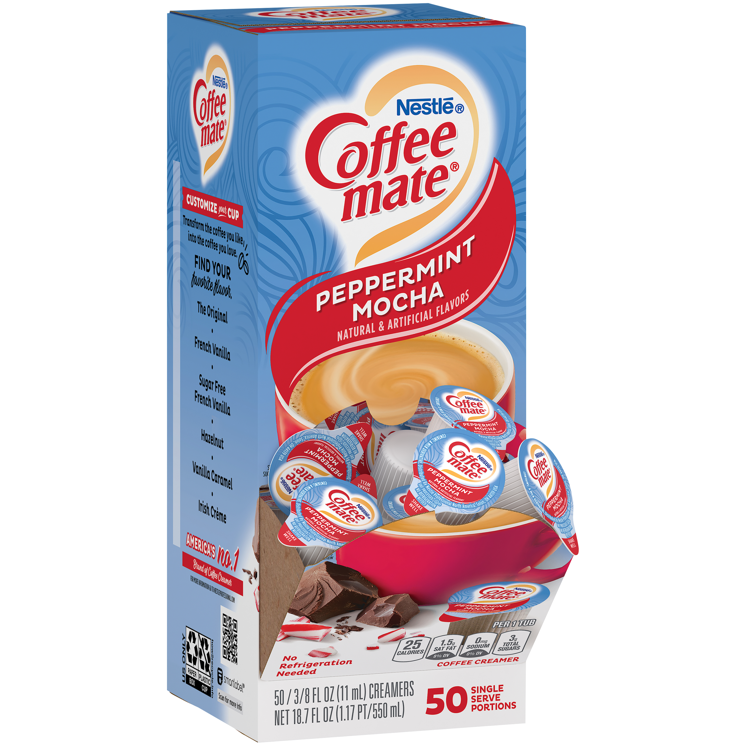 Coffee mate Peppermint Mocha Non-Dairy Creamer, 0.375 fl oz, 50 Count Tubs thumbnail 2
