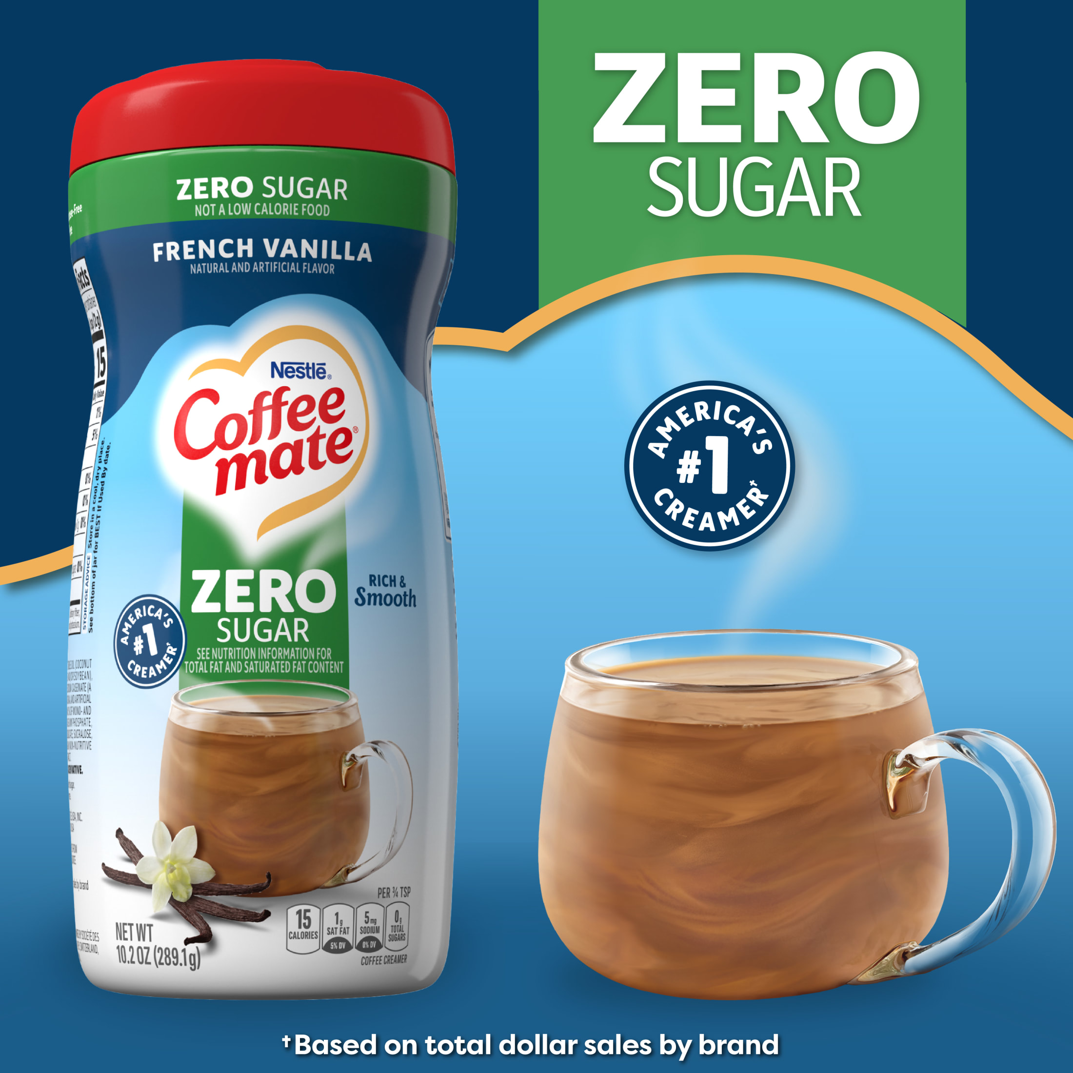Coffee mate French Vanilla Sugar-Free Powder Coffee Creamer, 10.2 oz thumbnail 3