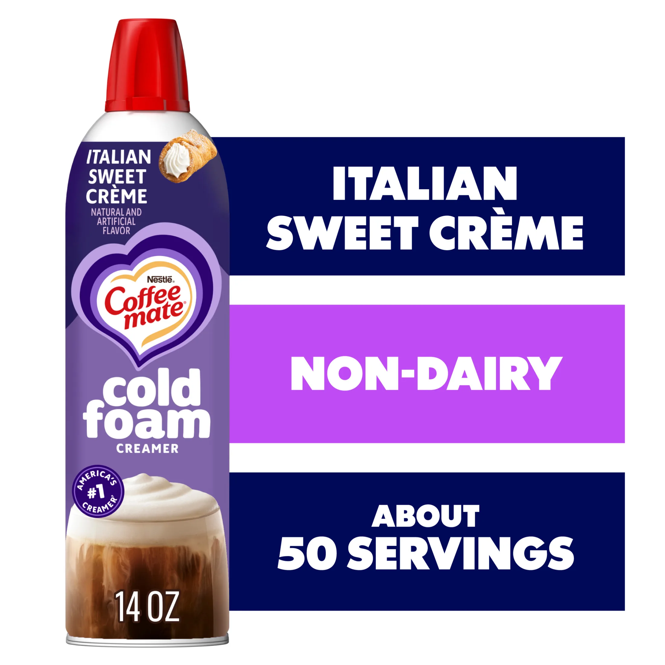 Coffee mate Non Dairy Italian Sweet Creme Flavored Cold Foam Coffee Creamer, 14 fl oz Can