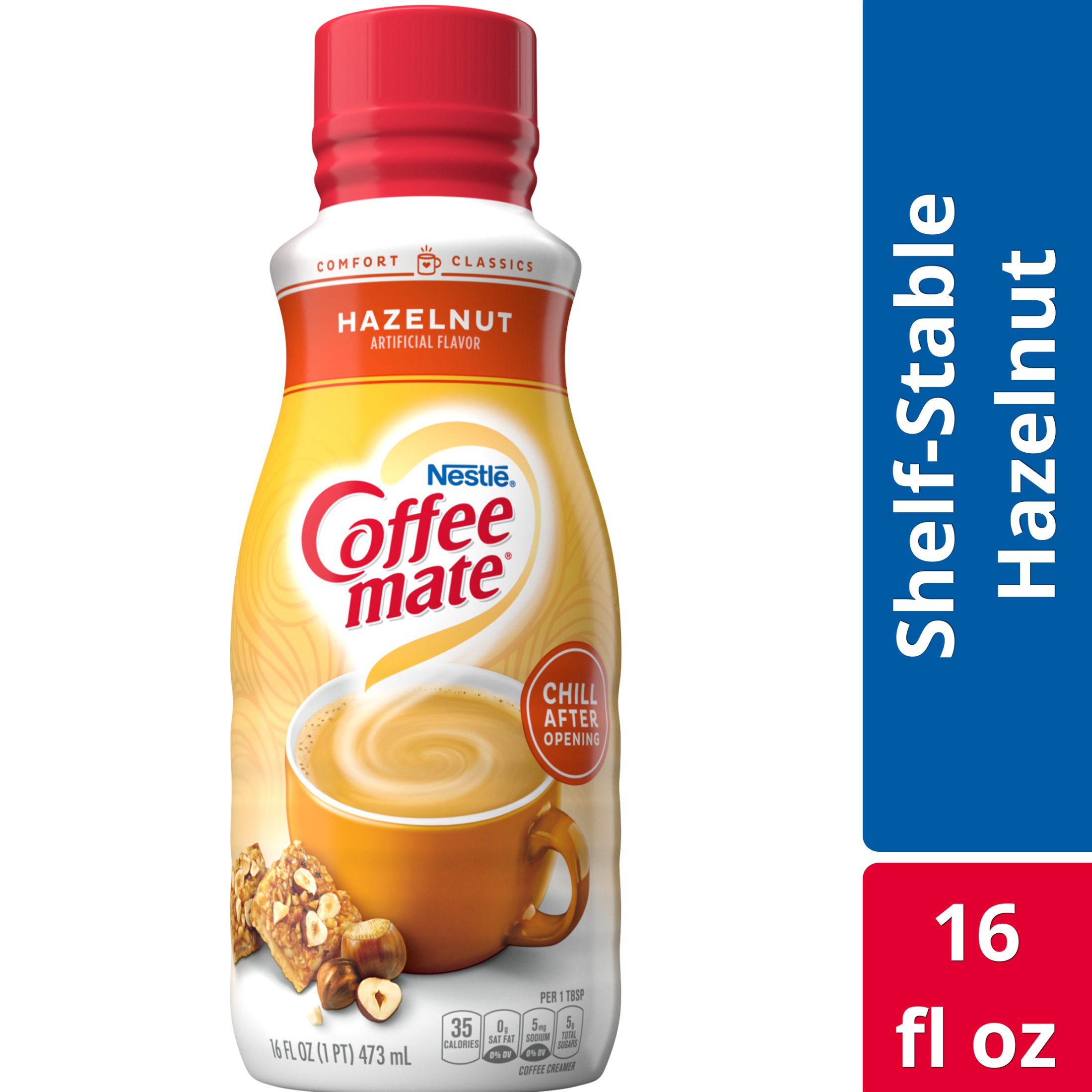 Nestle Coffee Mate Hazelnut, Shelf-Stable, Liquid Coffee Creamer, 16 fl oz Bottle