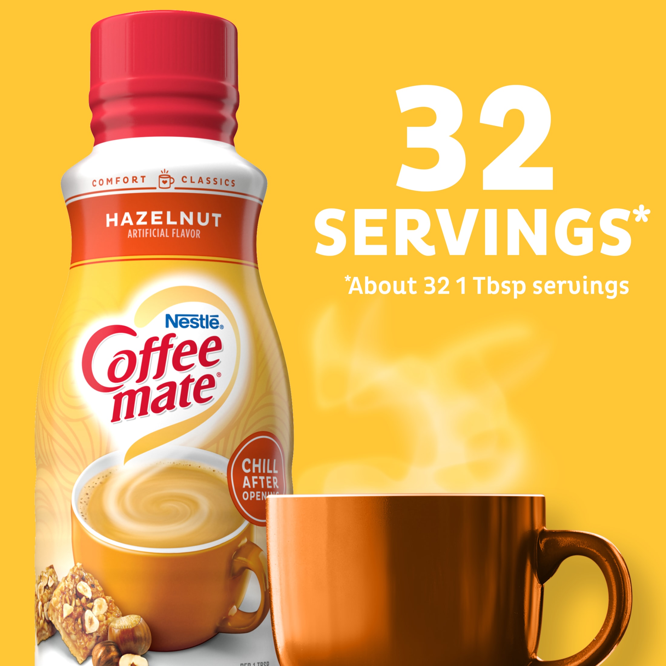 Nestle Coffee Mate Hazelnut, Shelf-Stable, Liquid Coffee Creamer, 16 fl oz Bottle thumbnail 4