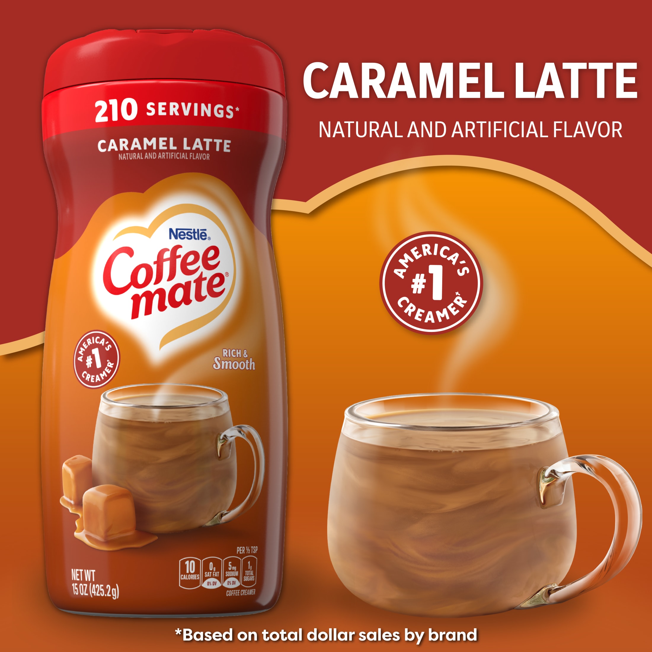 COFFEE MATE Caramel Latte Powder Coffee Creamer 15 Oz. Canister | Non-dairy, Lactose Free Creamer thumbnail 3