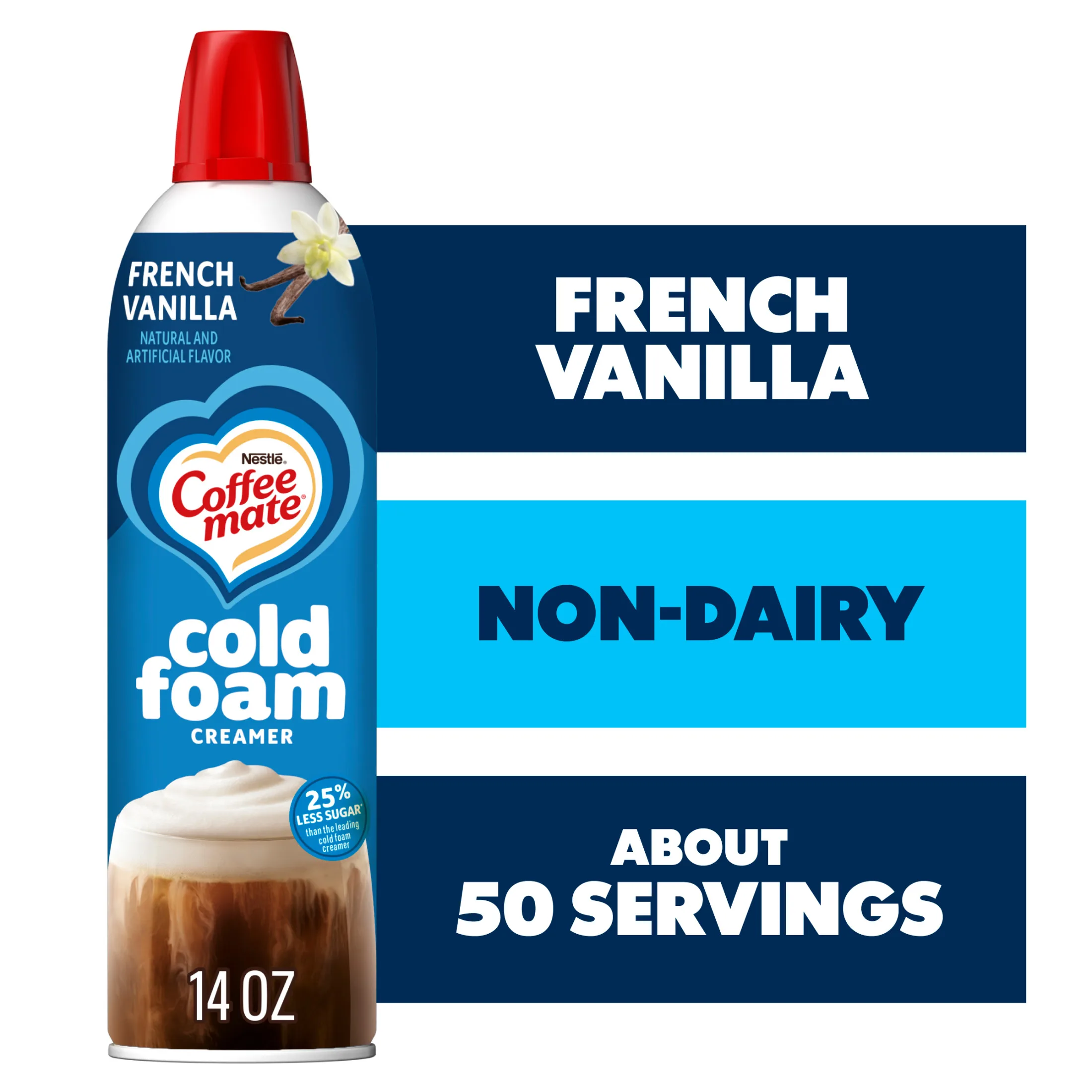 Coffee mate Non Dairy French Vanilla Flavored Cold Foam Coffee Creamer, 14 fl oz Can