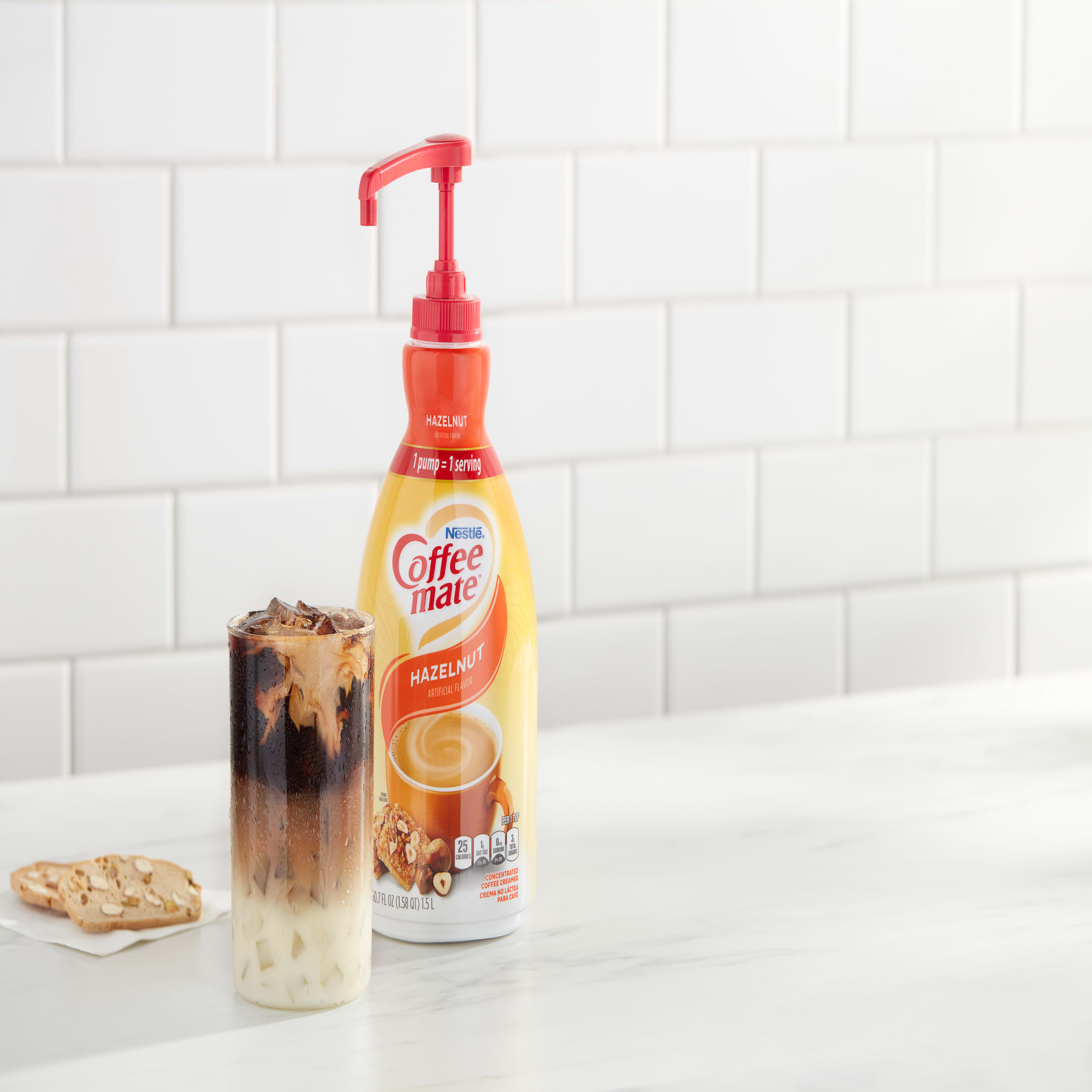 Coffee Mate Hazelnut Liquid Coffee Creamer, Bulk Coffee Creamer Pump Bottle, 50.7 Oz thumbnail 3