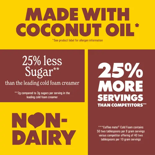 Coffee mate Non Dairy Butter Brown Chocolate Chip Flavored Cold Foam Coffee Creamer, 14 fl oz Can thumbnail 4