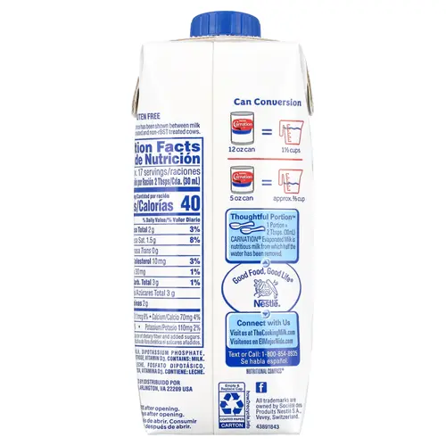 Nestle Carnation Vitamin D Added Evaporated Milk for Easter Baking, 17 fl Oz Carton thumbnail 4