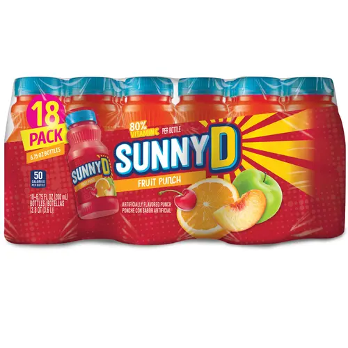 SUNNYD Fruit Punch Shelf Stable Juice Drink, 18 Count, 6.75 fl oz Bottles thumbnail 2