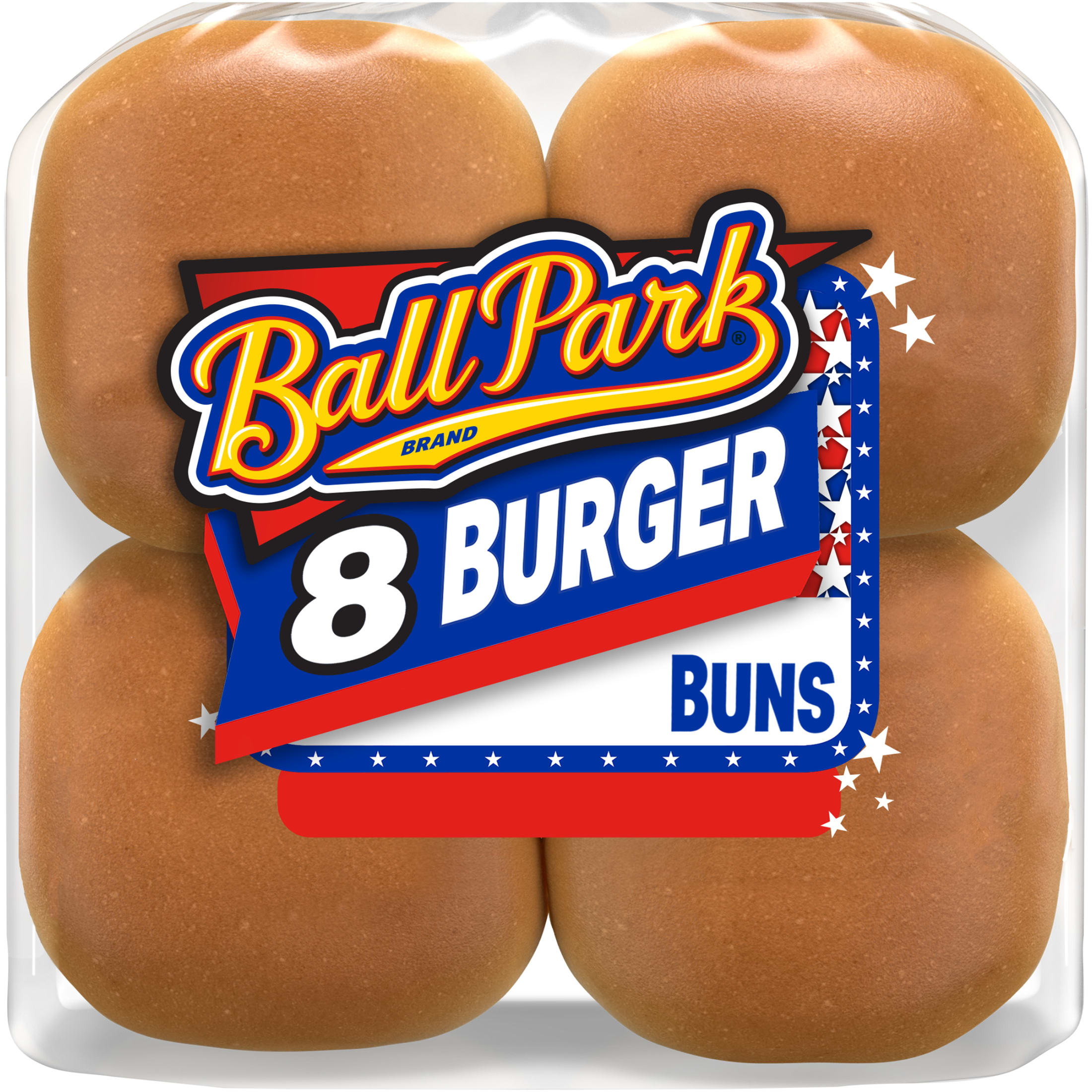 Ball Park White Burger Buns, 8 count, Hamburger Buns, 15 oz Bag