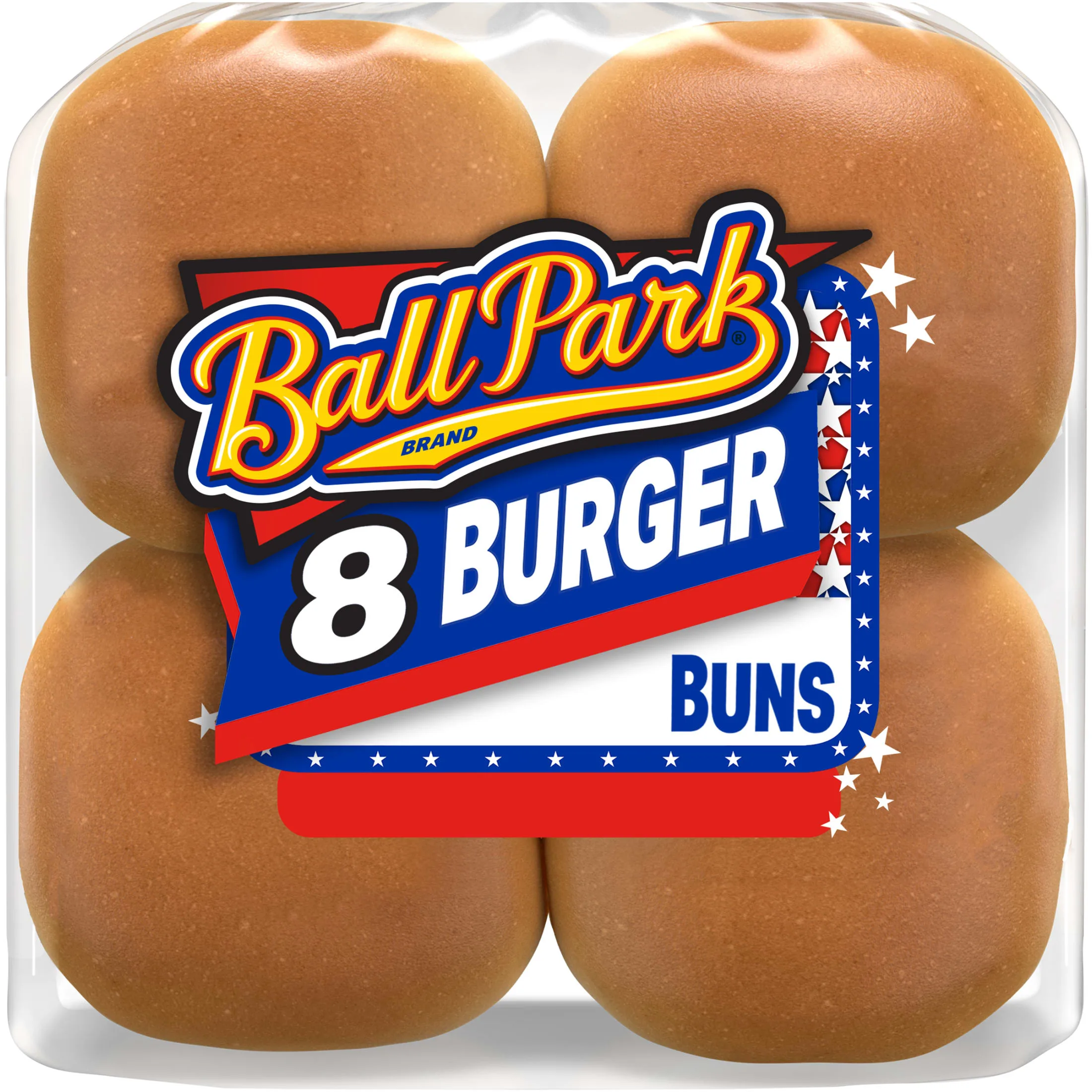 Ball Park White Burger Buns, 8 count, Hamburger Buns, 15 oz Bag