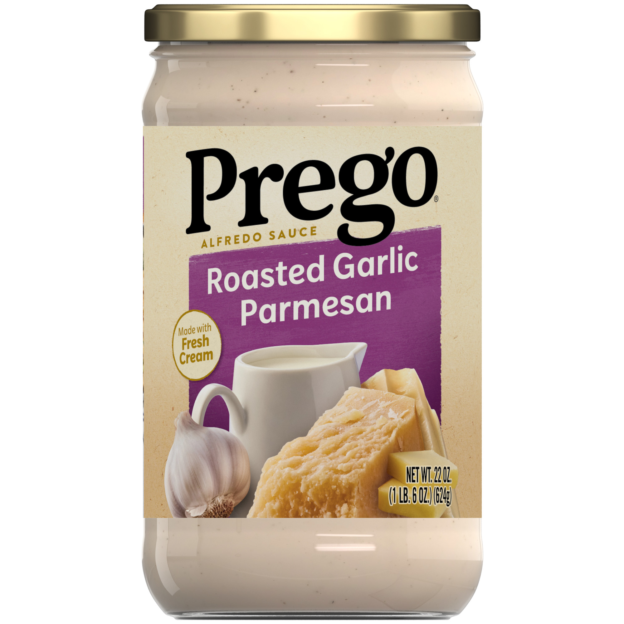 Prego Alfredo Sauce with Roasted Garlic and Parmesan Cheese, 22 oz Jar