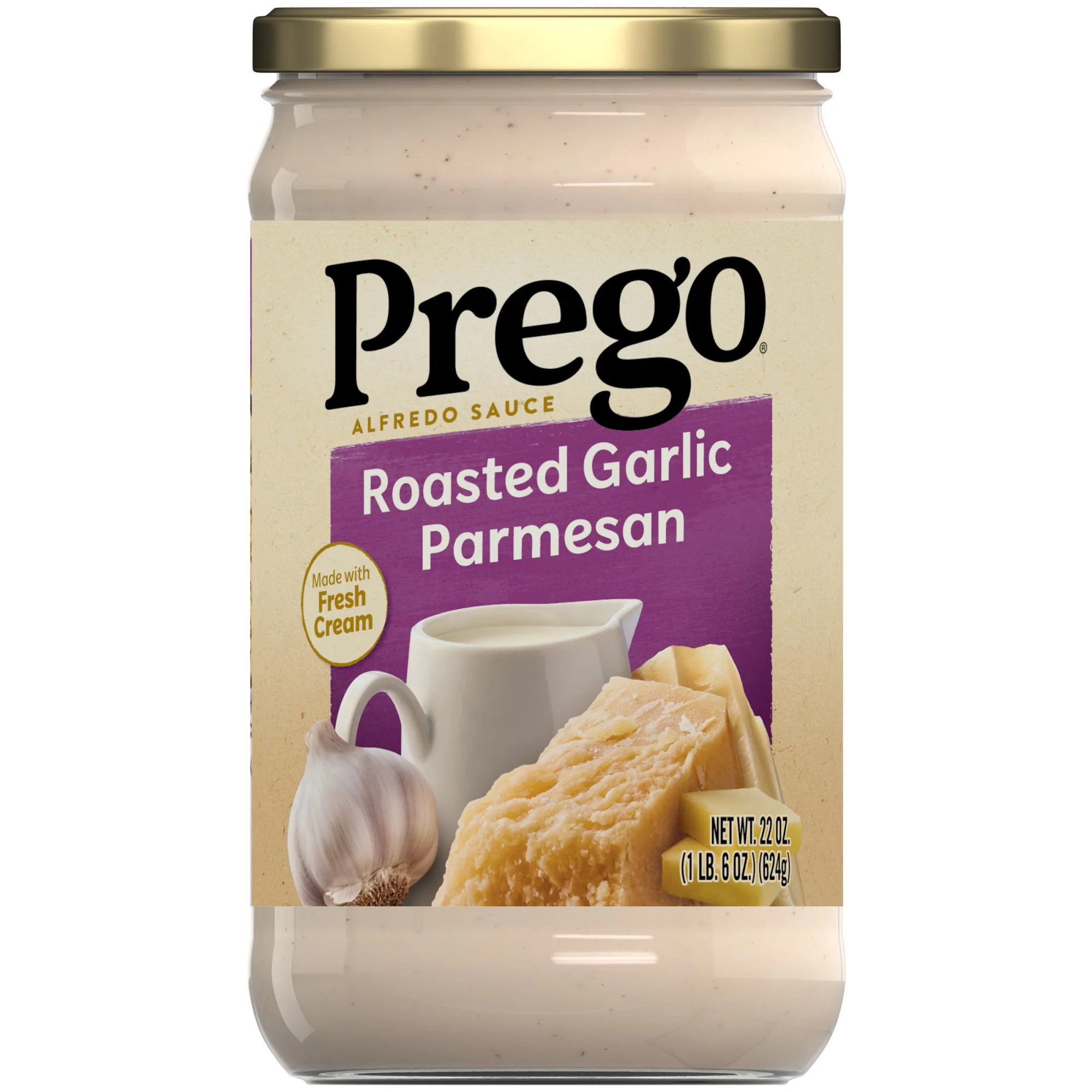 Prego Alfredo Sauce with Roasted Garlic and Parmesan Cheese, 22 oz Jar