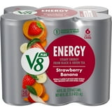 V8 +Energy Strawberry Banana Juice Energy Drink, 8 fl oz Can, 6 Count