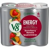 V8 +Energy Strawberry Banana Juice Energy Drink, 8 fl oz Can, 6 Count