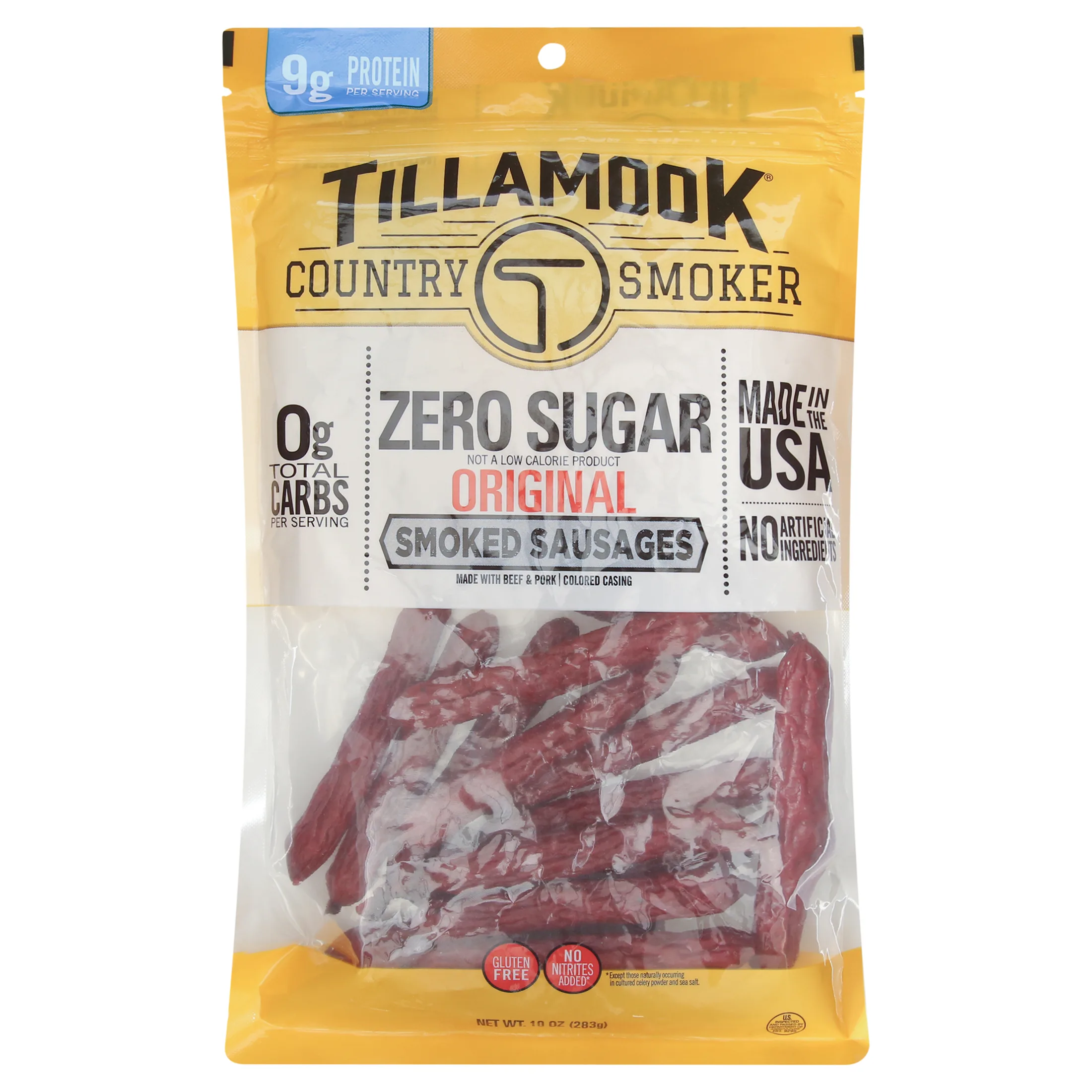 Tillamook Country Smoker, Zero Sugar Original Keto Friendly Smoked Sausages, 10 oz Bag