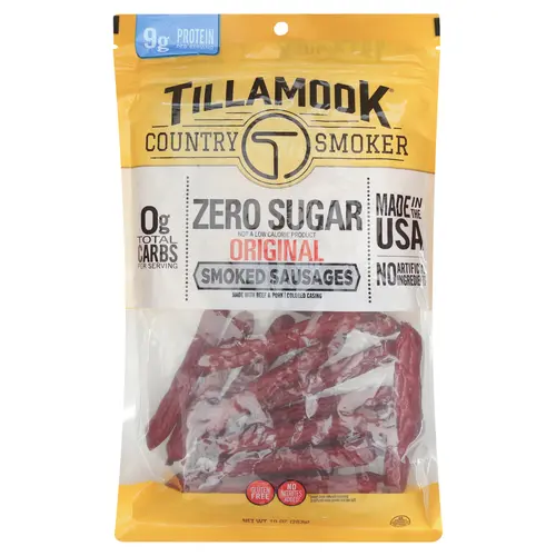 Tillamook Country Smoker, Zero Sugar Original Keto Friendly Smoked Sausages, 10 oz Bag