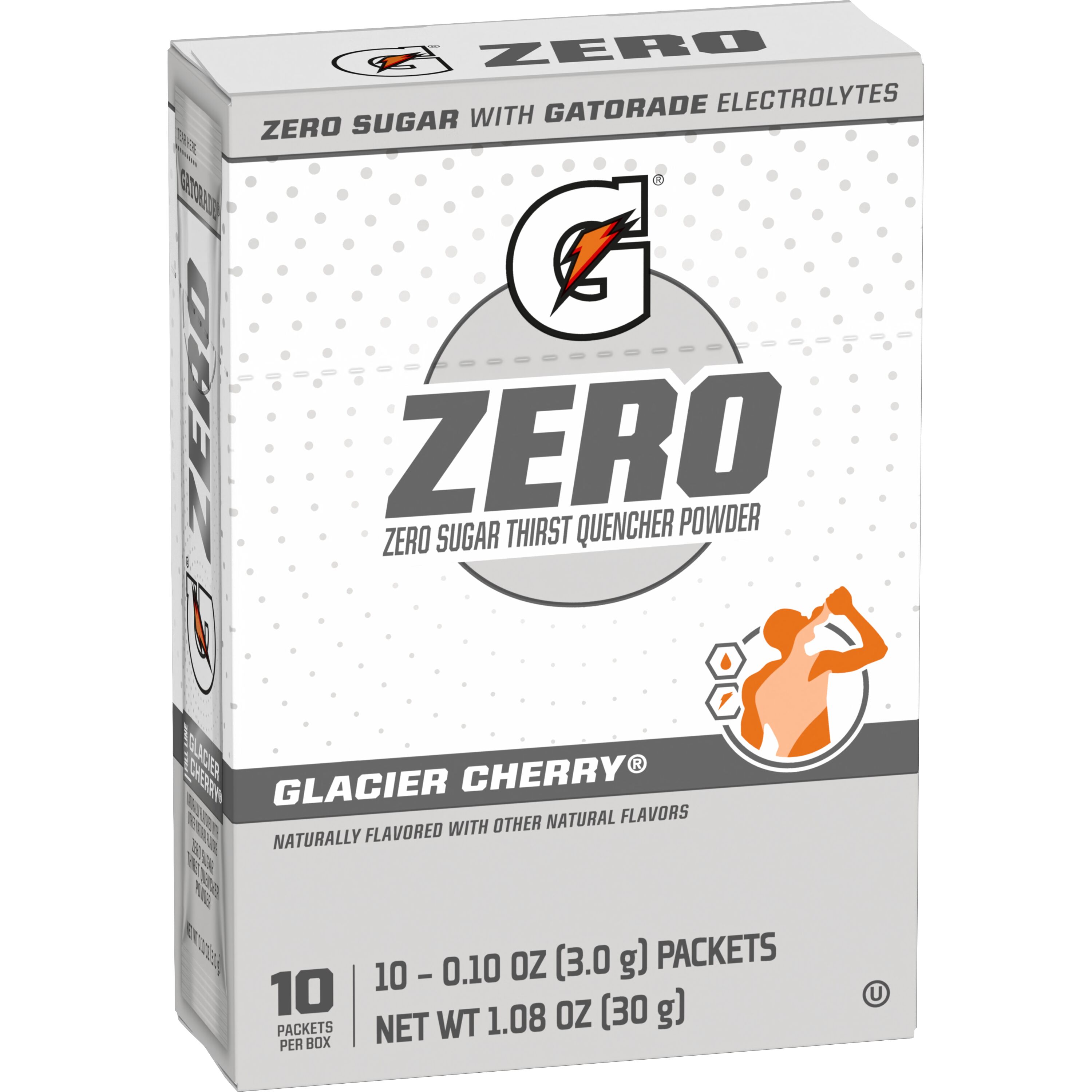 Gatorade G Zero Sugar Glacier Cherry Sports Drink Mix Powder, 10 Count Packets