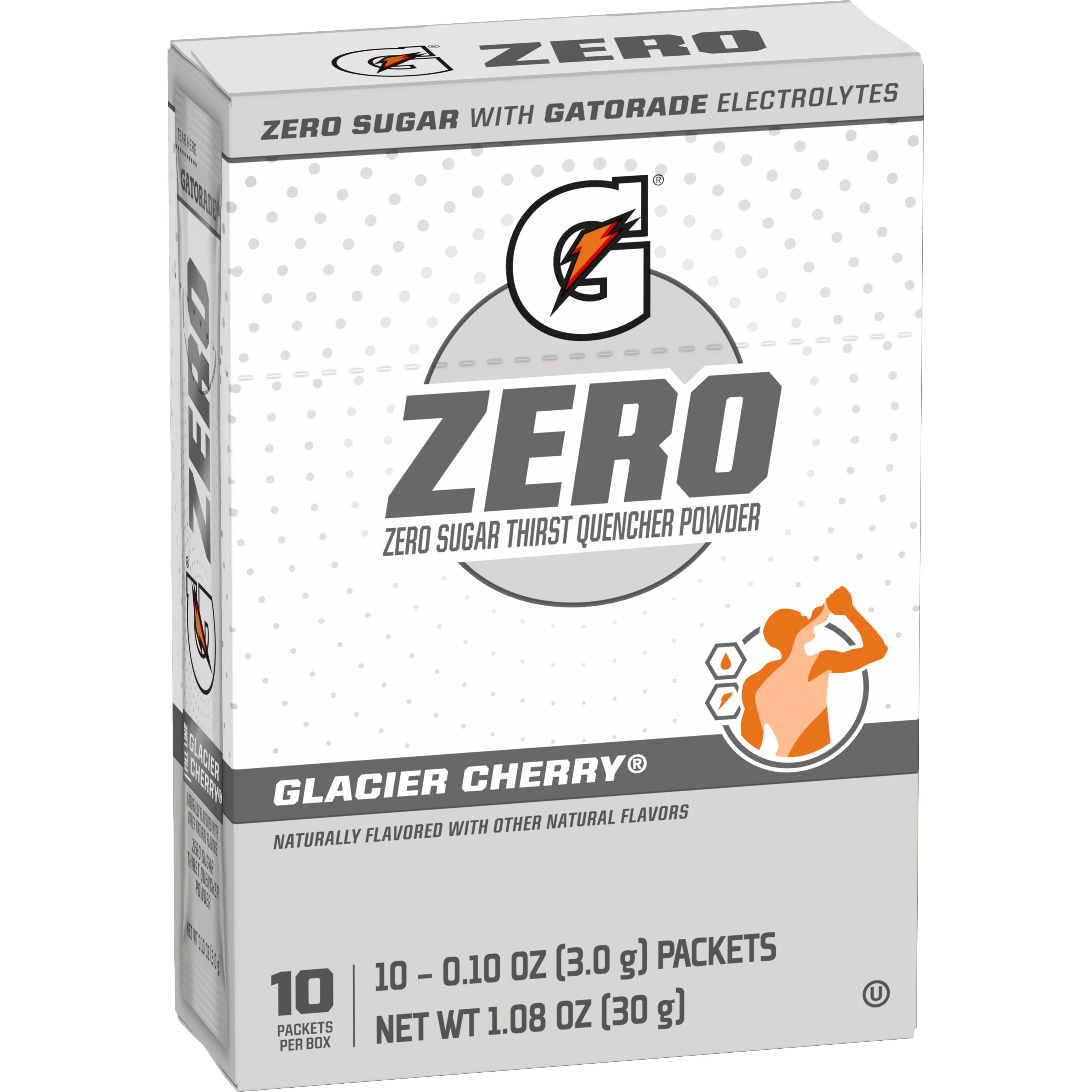 Gatorade G Zero Sugar Glacier Cherry Sports Drink Mix Powder, 10 Count Packets