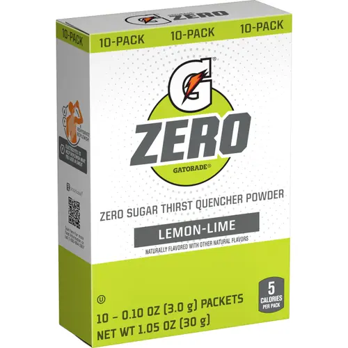Gatorade G Zero Sugar Lemon Lime Sports Drink Mix Powder, 10 Count Packets thumbnail 2