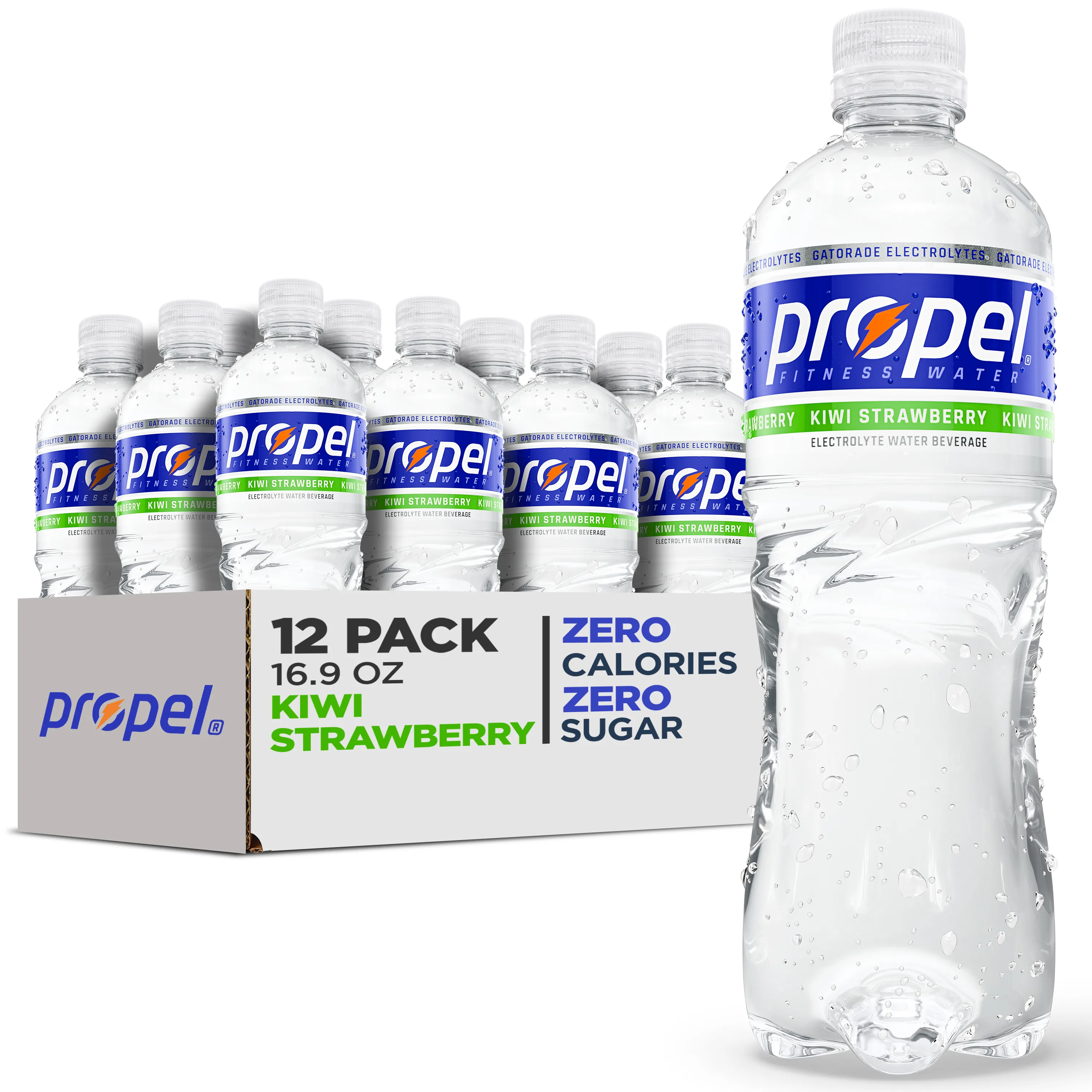 Propel Flavored Water with Electrolytes, Kiwi Strawberry, 16.9 fl oz, 12 Pack