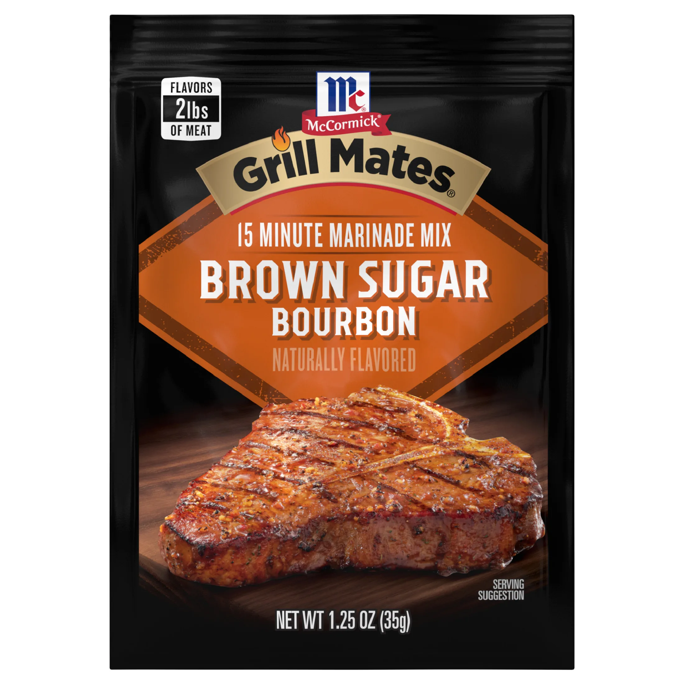 McCormick Grill Mates Gluten Free Brown Sugar Bourbon Marinade, 1.25 oz Envelope