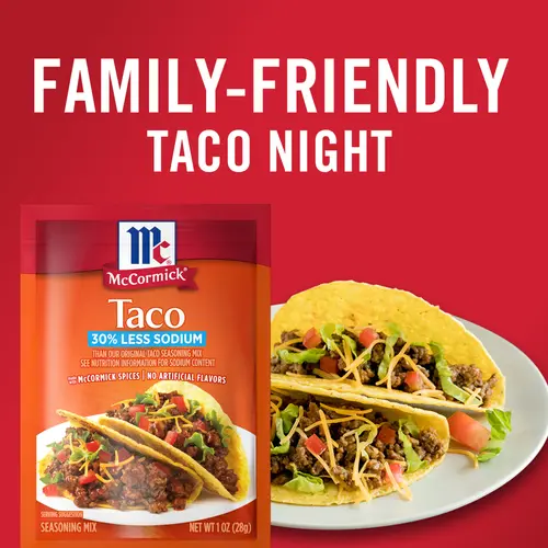 McCormick 30% Less Sodium Taco Seasoning Mix, 1 oz Envelope thumbnail 2