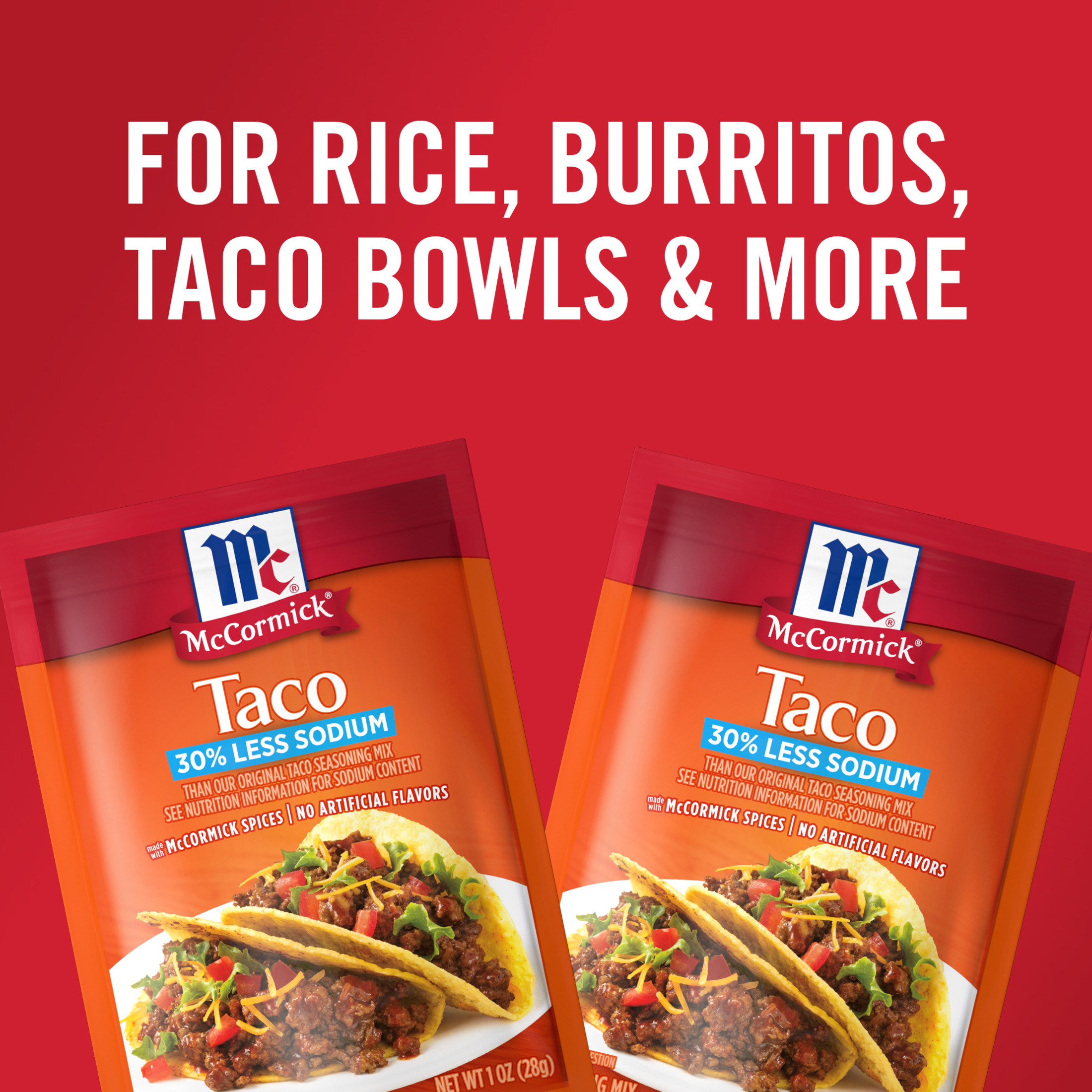 McCormick 30% Less Sodium Taco Seasoning Mix, 1 oz Envelope thumbnail 4