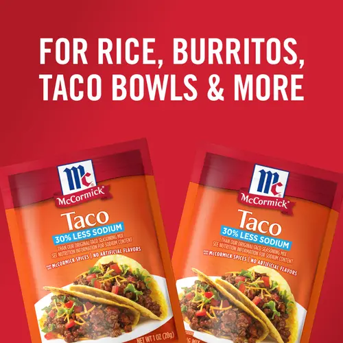 McCormick 30% Less Sodium Taco Seasoning Mix, 1 oz Envelope thumbnail 4
