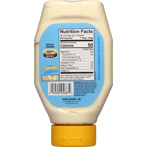 Dukes Mayonnaise Light- 18oz Squeeze thumbnail 3