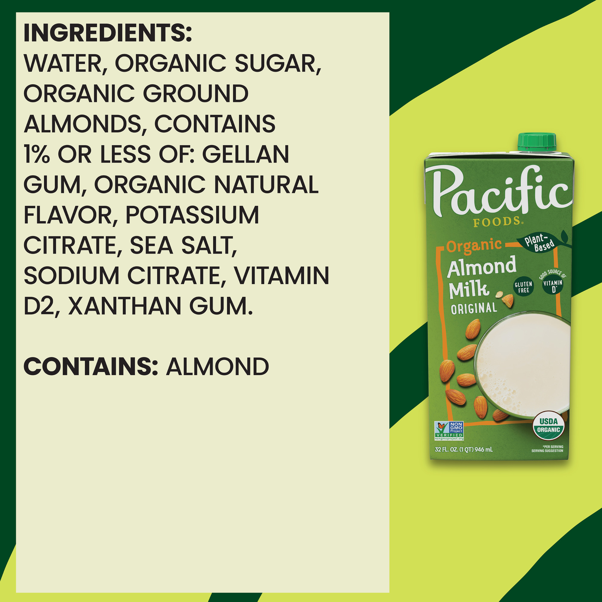 Pacific Foods Original Organic Almond Milk, Plant Based Milk, 32 oz Carton thumbnail 3