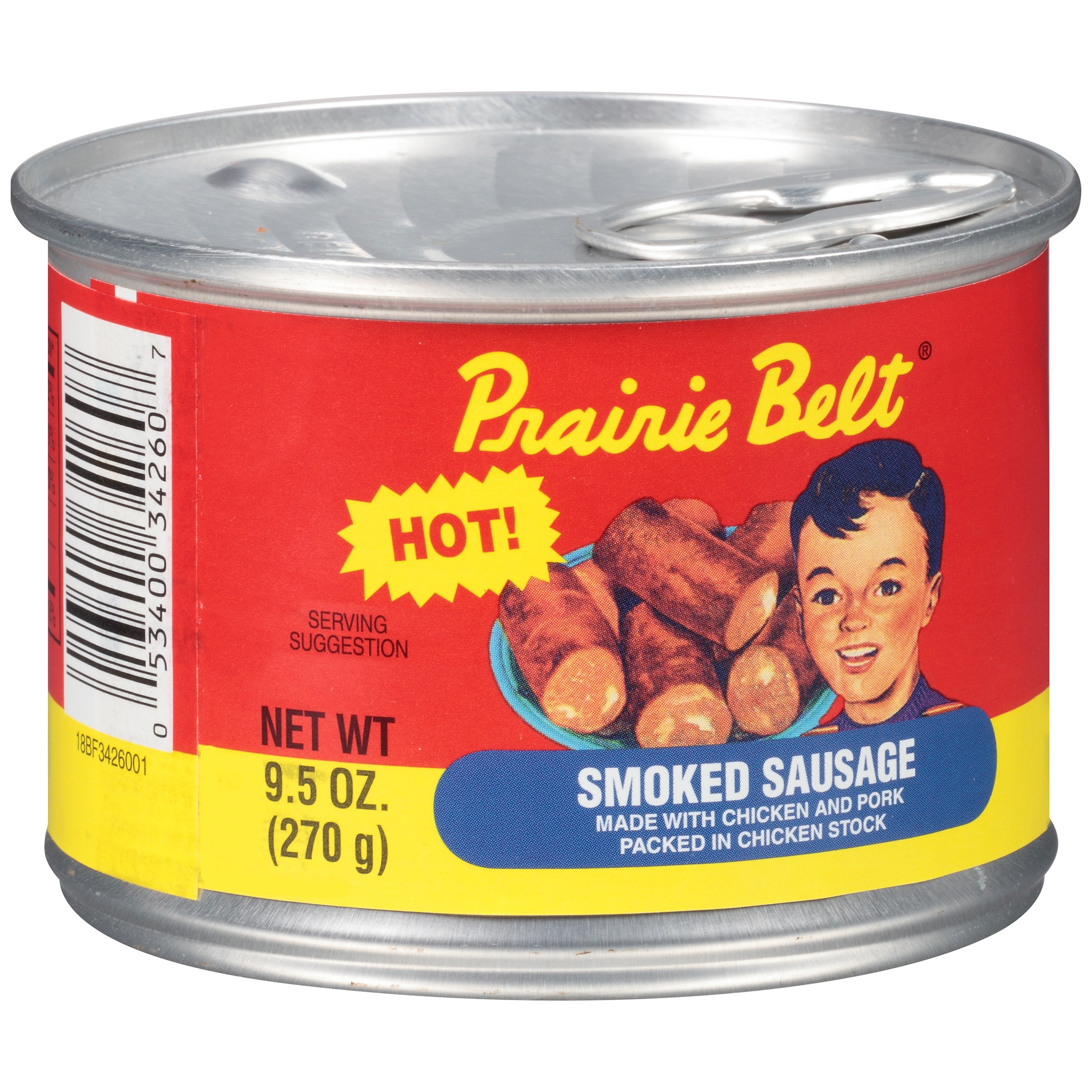 Prairie Belt Hot Smoked Sausage, 9.5 oz Can