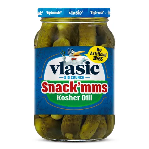 Vlasic Snack'mms Kosher Dill Pickles, Mini Dill Pickles, 24 fl oz Jar