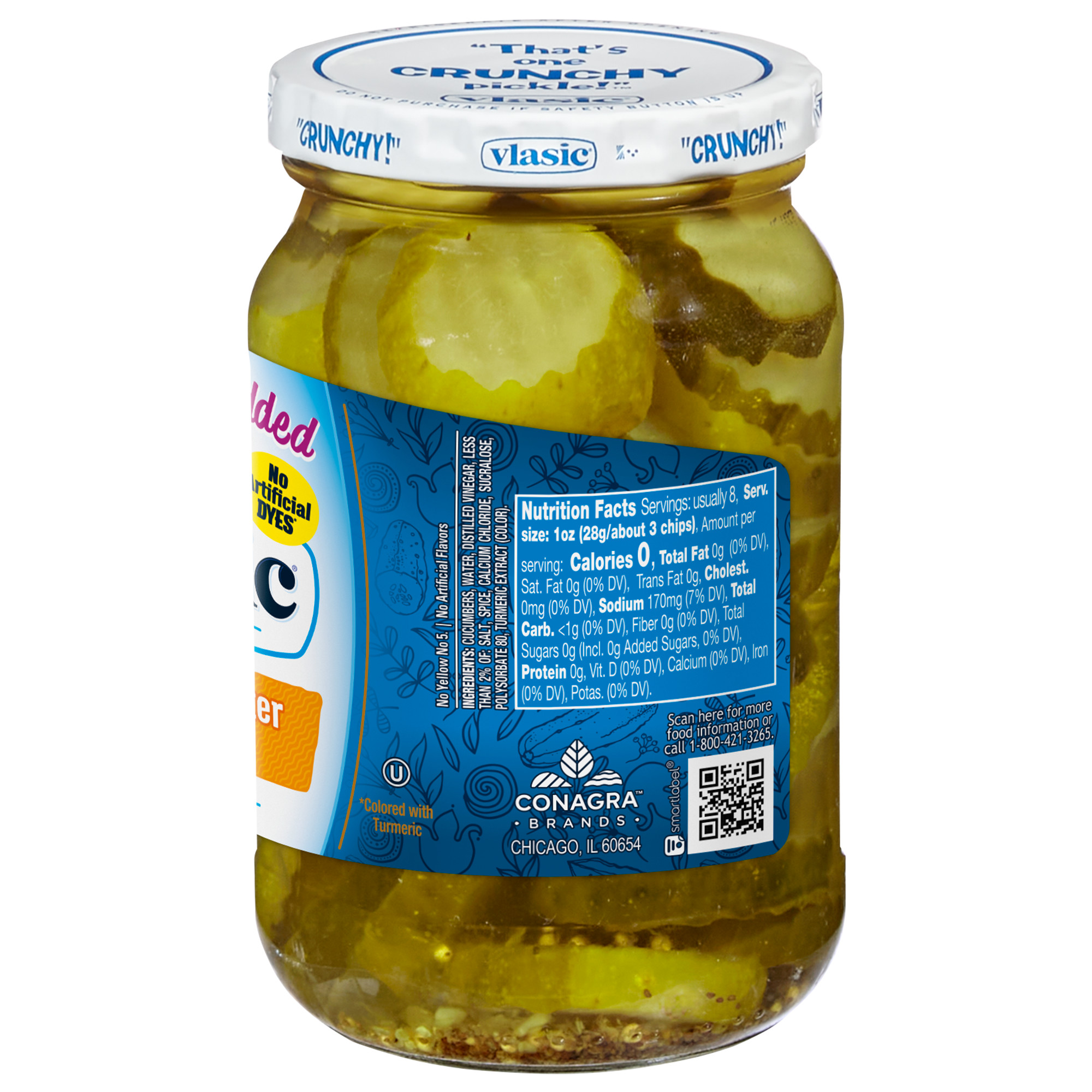 Vlasic Bread and Butter Pickle Chips, No Sugar Added, 16 fl oz Jar thumbnail 3