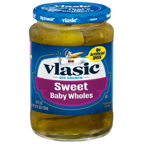 Vlasic Baby Sweet Whole Pickles, Sweet Pickles, 24 fl oz Jar