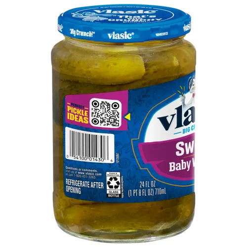 Vlasic Baby Sweet Whole Pickles, Sweet Pickles, 24 fl oz Jar thumbnail 2