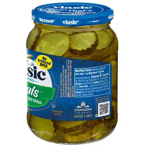 Vlasic Ovals Hamburger Pickle Chips, Dill Pickles, 32 fl oz Jar thumbnail 3