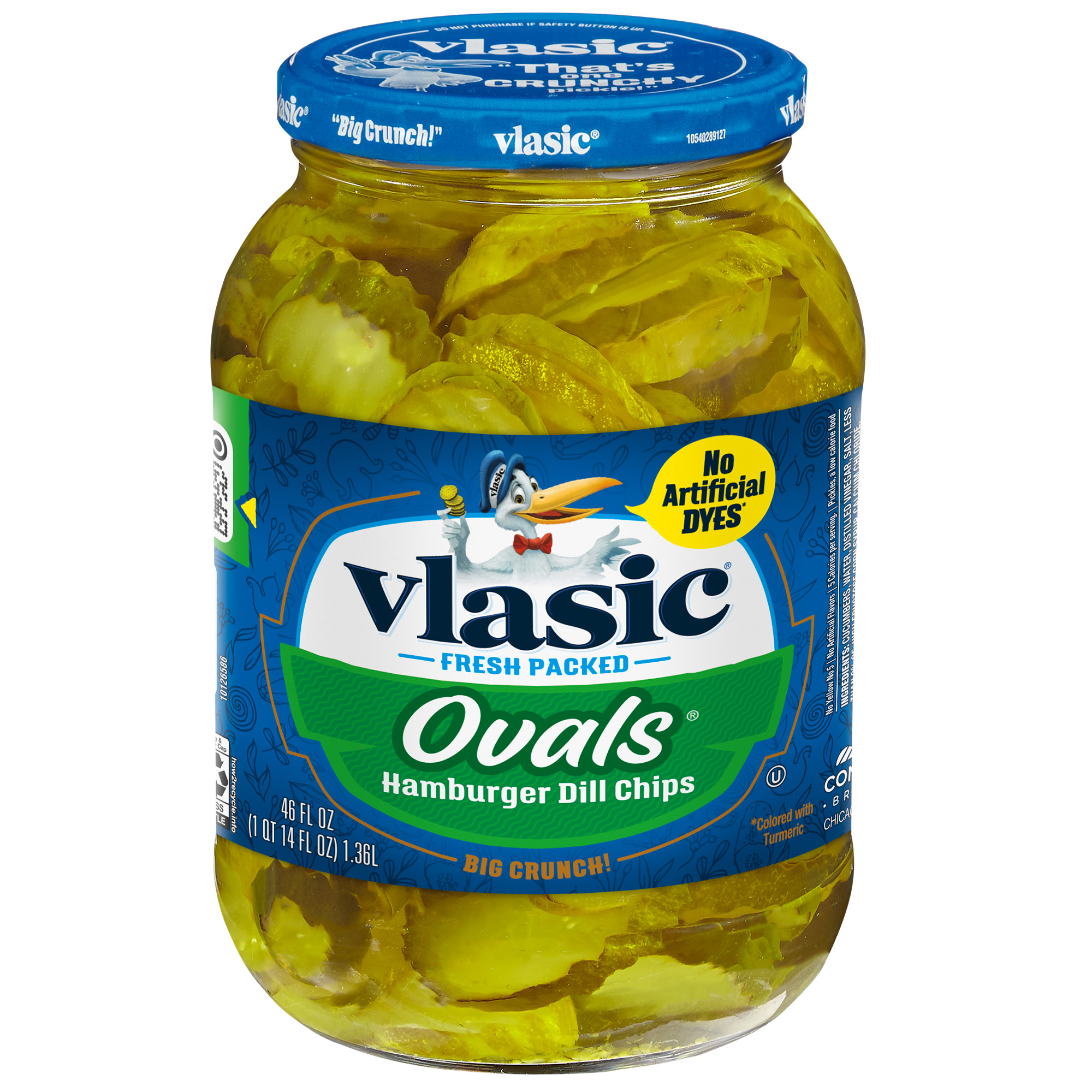 Vlasic Big Crunch Ovals, Dill Pickle Hamburger Chips, 46 fl oz Jar